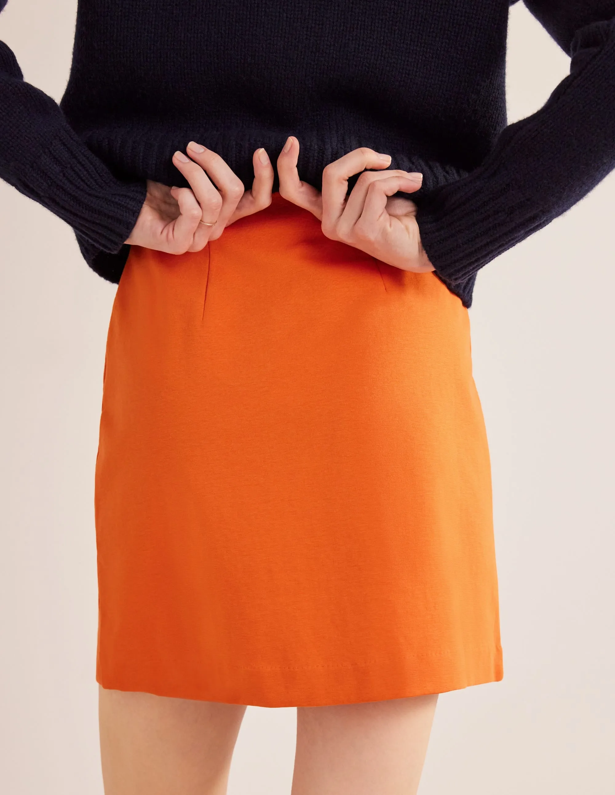 Side Split Jersey Mini Skirt-Kumquat