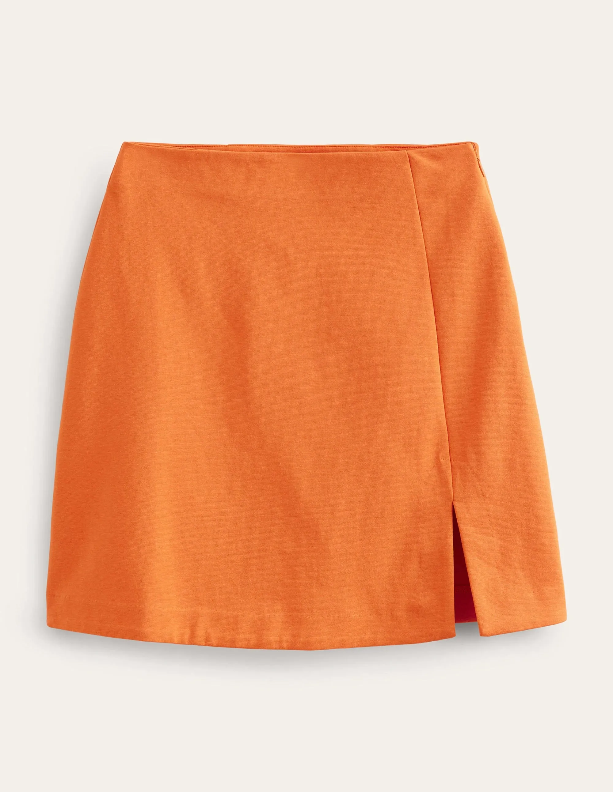 Side Split Jersey Mini Skirt-Kumquat