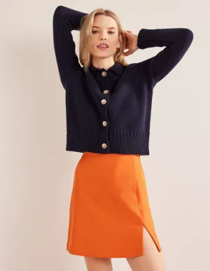 Side Split Jersey Mini Skirt-Kumquat