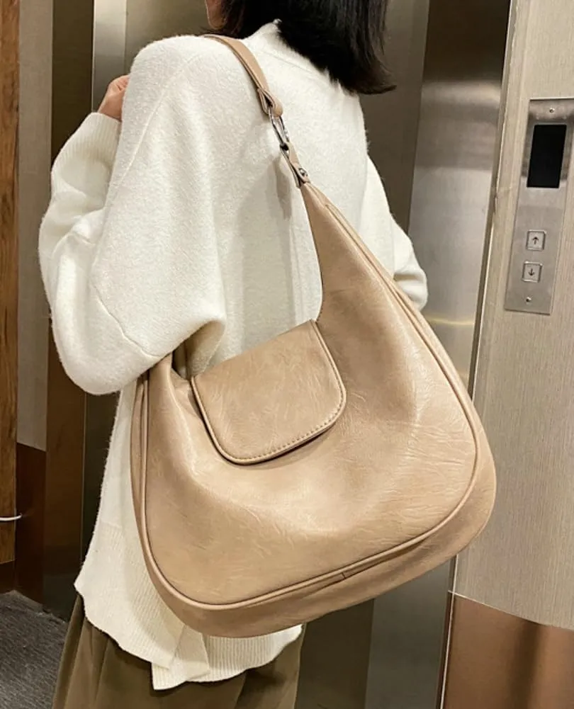 Slouchy Tote Bags for Women Retro Soft Vegan Leather Shoulder Purses Handbags Large Crescent Top Handle Satchel