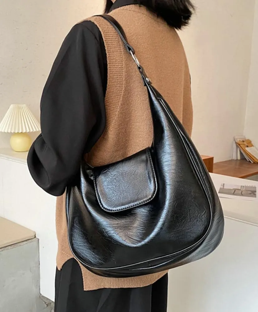 Slouchy Tote Bags for Women Retro Soft Vegan Leather Shoulder Purses Handbags Large Crescent Top Handle Satchel