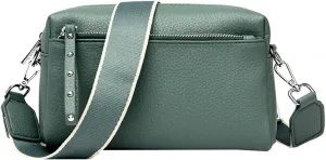 Small Crossbody Shoulder Bags for Women Triple Zip Phone Purse PU Leather Handbag Soft Satchel with Wide Strap