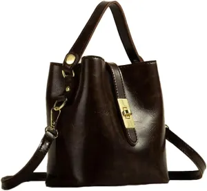 Small PU Leather Shoulder Crossbody Bag for Women Trendy Bucket Tote Purse Ladies Elegant Satchel Designer Handbag