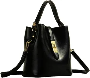 Small PU Leather Shoulder Crossbody Bag for Women Trendy Bucket Tote Purse Ladies Elegant Satchel Designer Handbag
