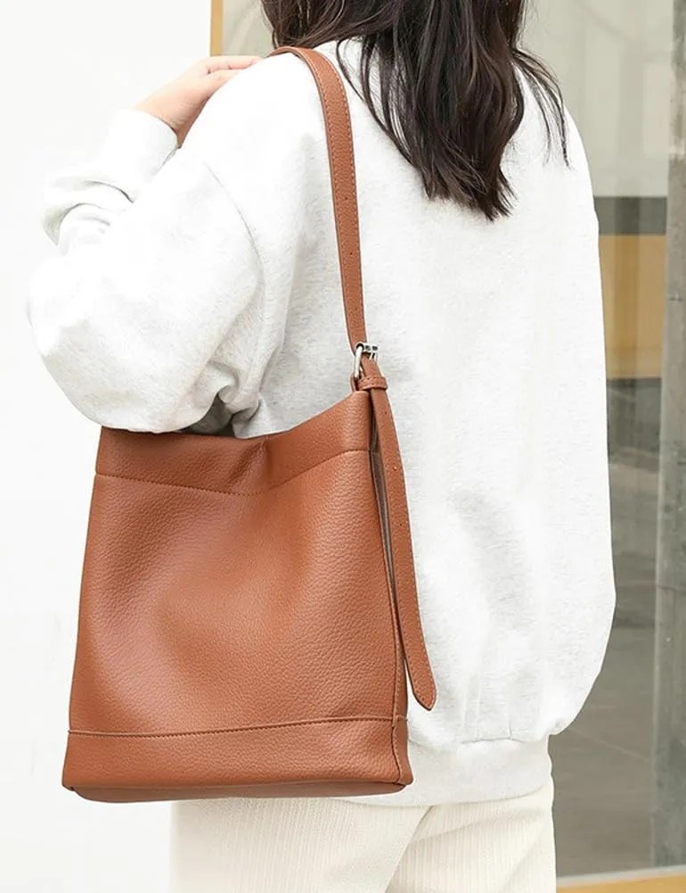 Soft Vegan Leather Bucket Shoulder Tote Bags for Women Casual Crossbody Purse Ladies Working Top Handle Satchel 2pcs