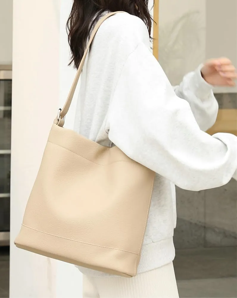 Soft Vegan Leather Bucket Shoulder Tote Bags for Women Casual Crossbody Purse Ladies Working Top Handle Satchel 2pcs