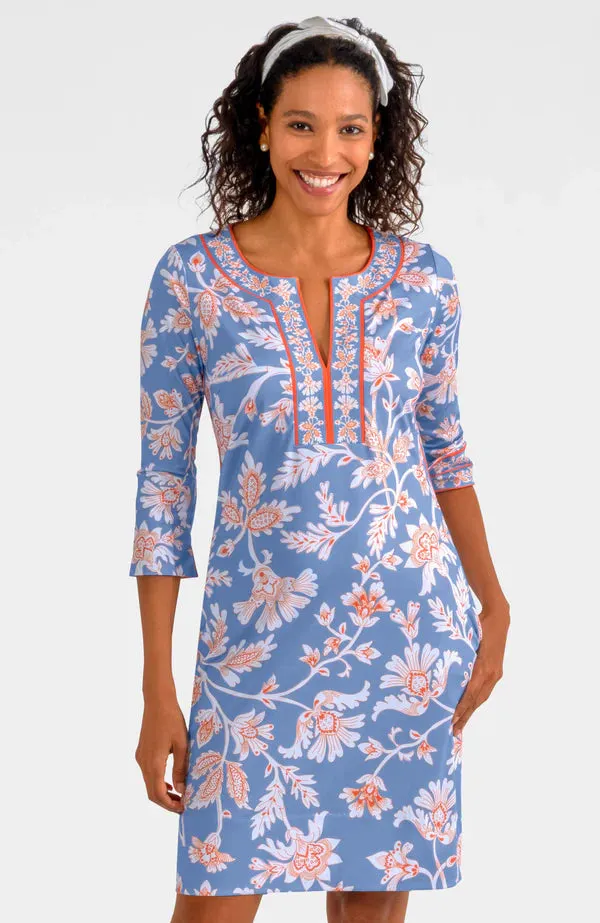 Split Neck Dress - Periwinkle