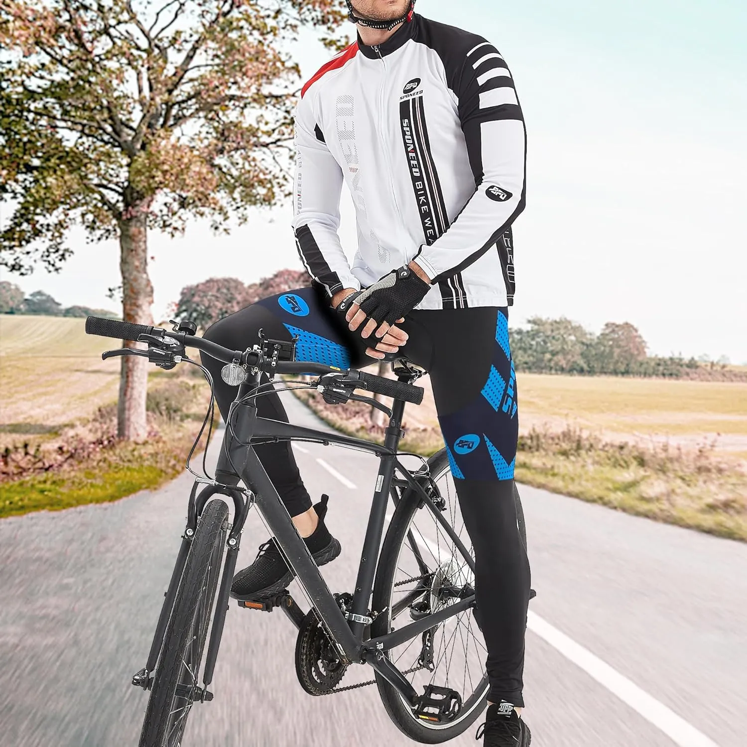 sponeed Men's Bicycle Pants 4D Padded Road Cycling Tights Leggings Outdoor Cyclist Riding Bike Wear
