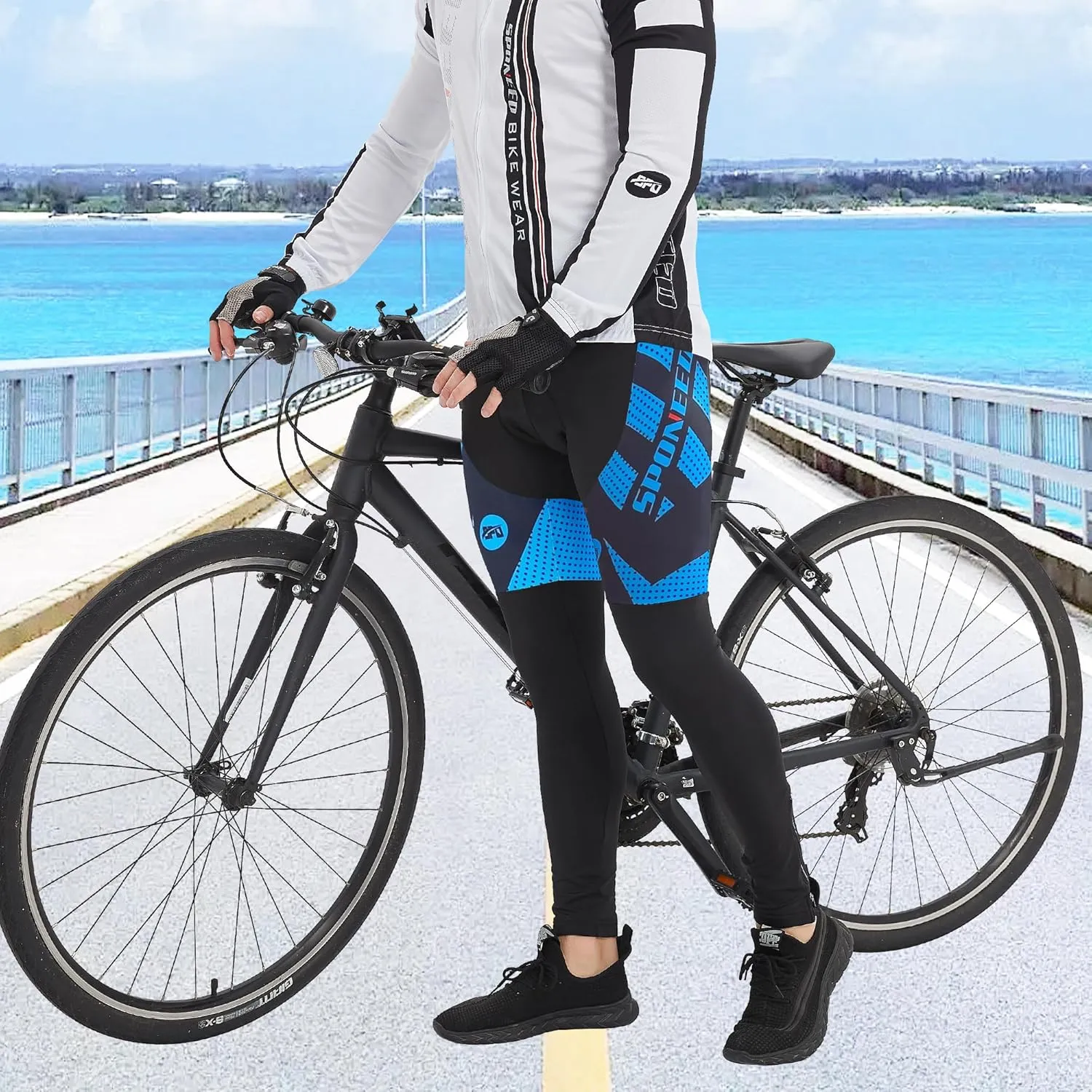 sponeed Men's Bicycle Pants 4D Padded Road Cycling Tights Leggings Outdoor Cyclist Riding Bike Wear