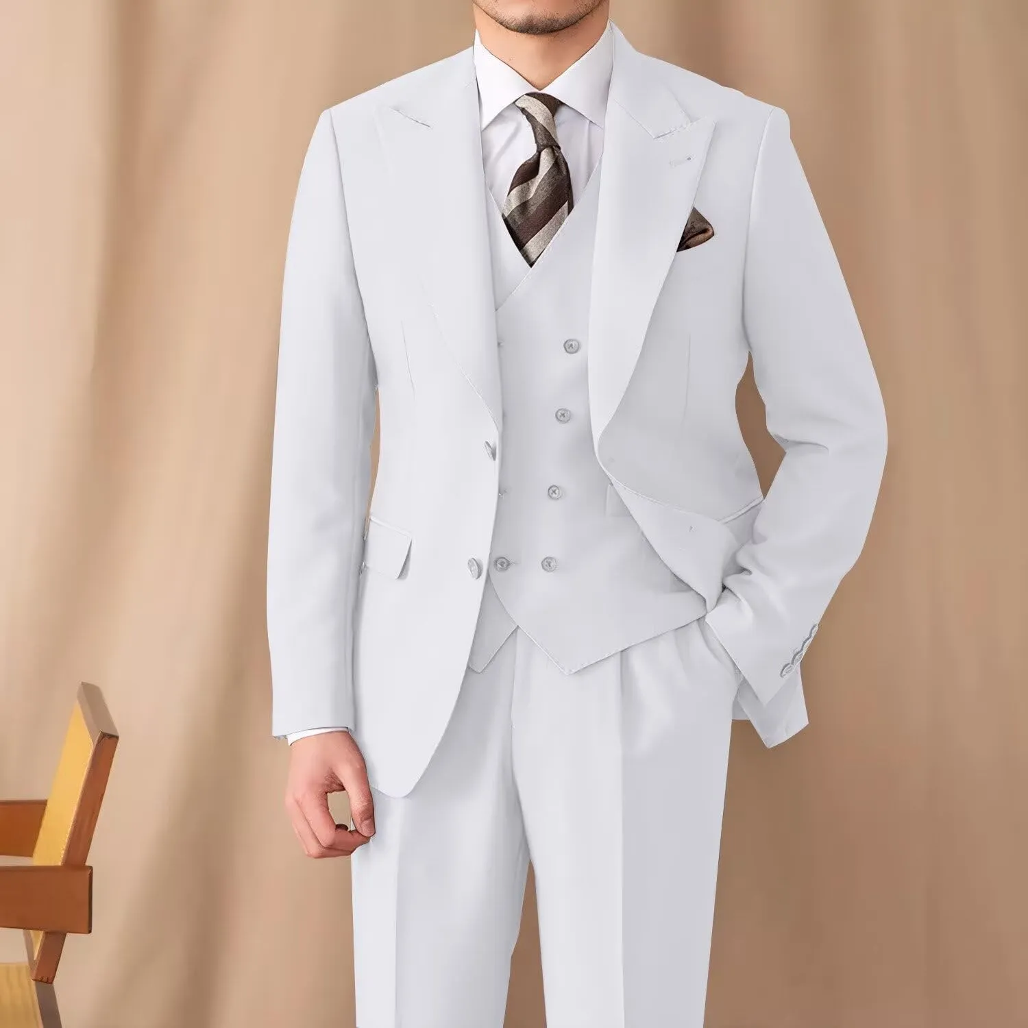 Suit for Men Wedding Slim Fit 3 Piece Set Blazer Jacket Vest Pants Tuxedo Suits for Groomsmen Business Prom Party Sport Coat