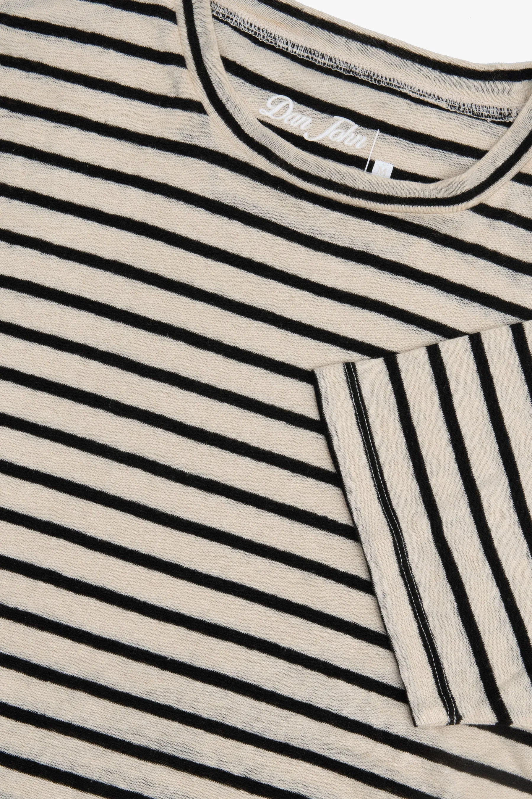 T-shirt in maglia a righe ecru