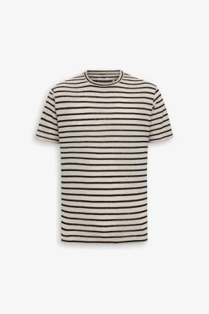 T-shirt in maglia a righe ecru