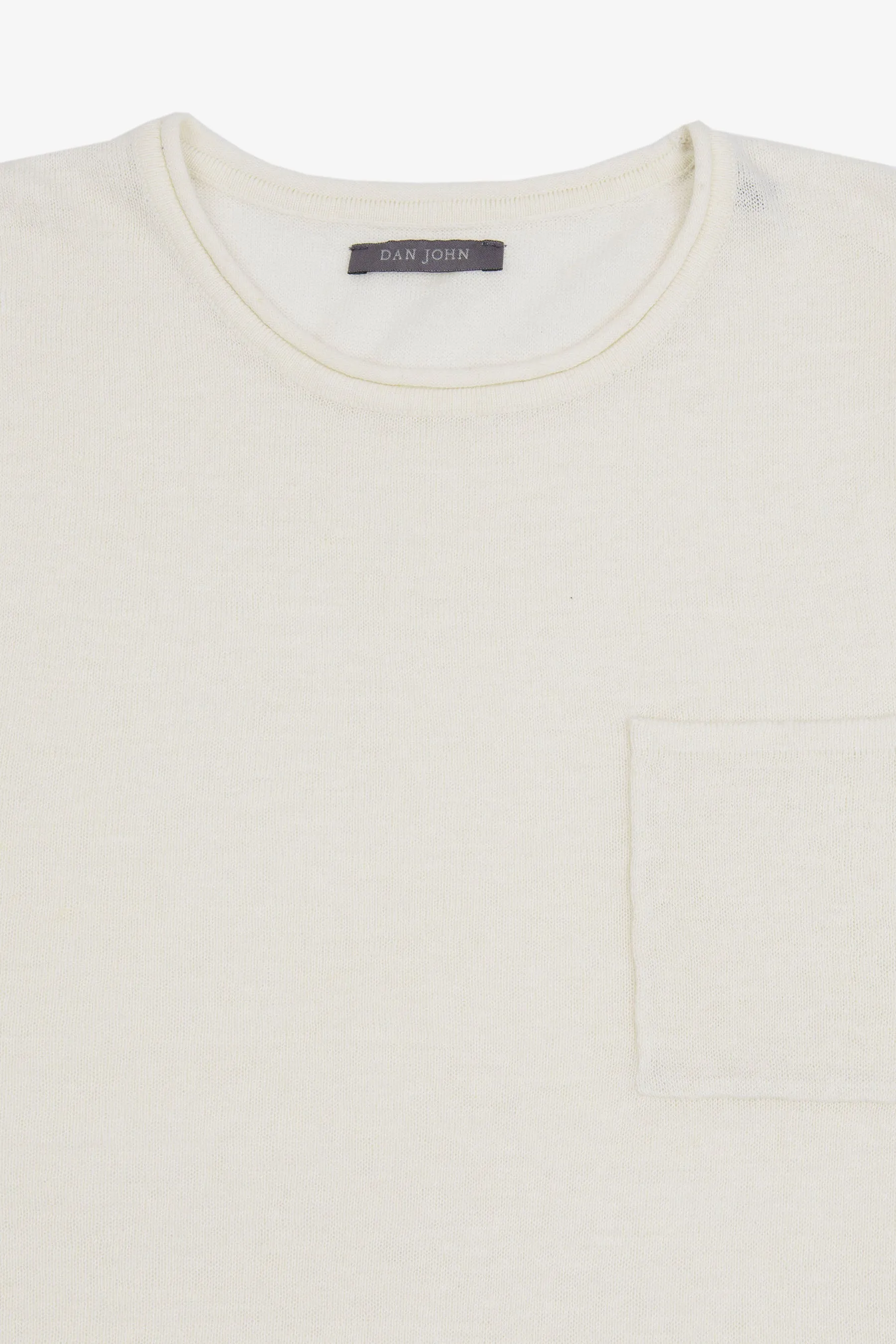 T-shirt in maglia misto lino con taschino papiro