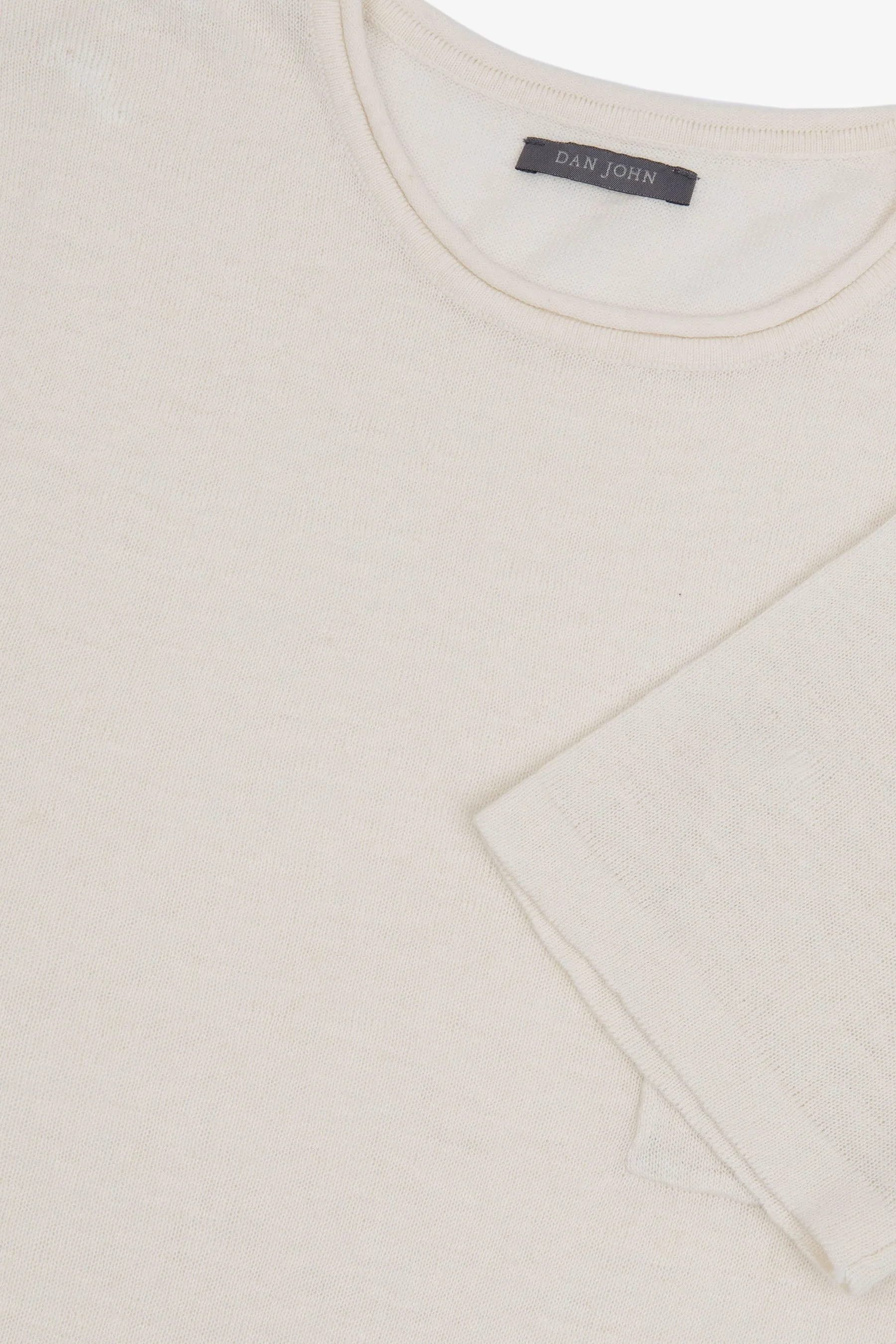 T-shirt in maglia misto lino con taschino papiro