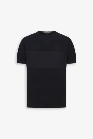 T-shirt in maglia riga piazzata nera