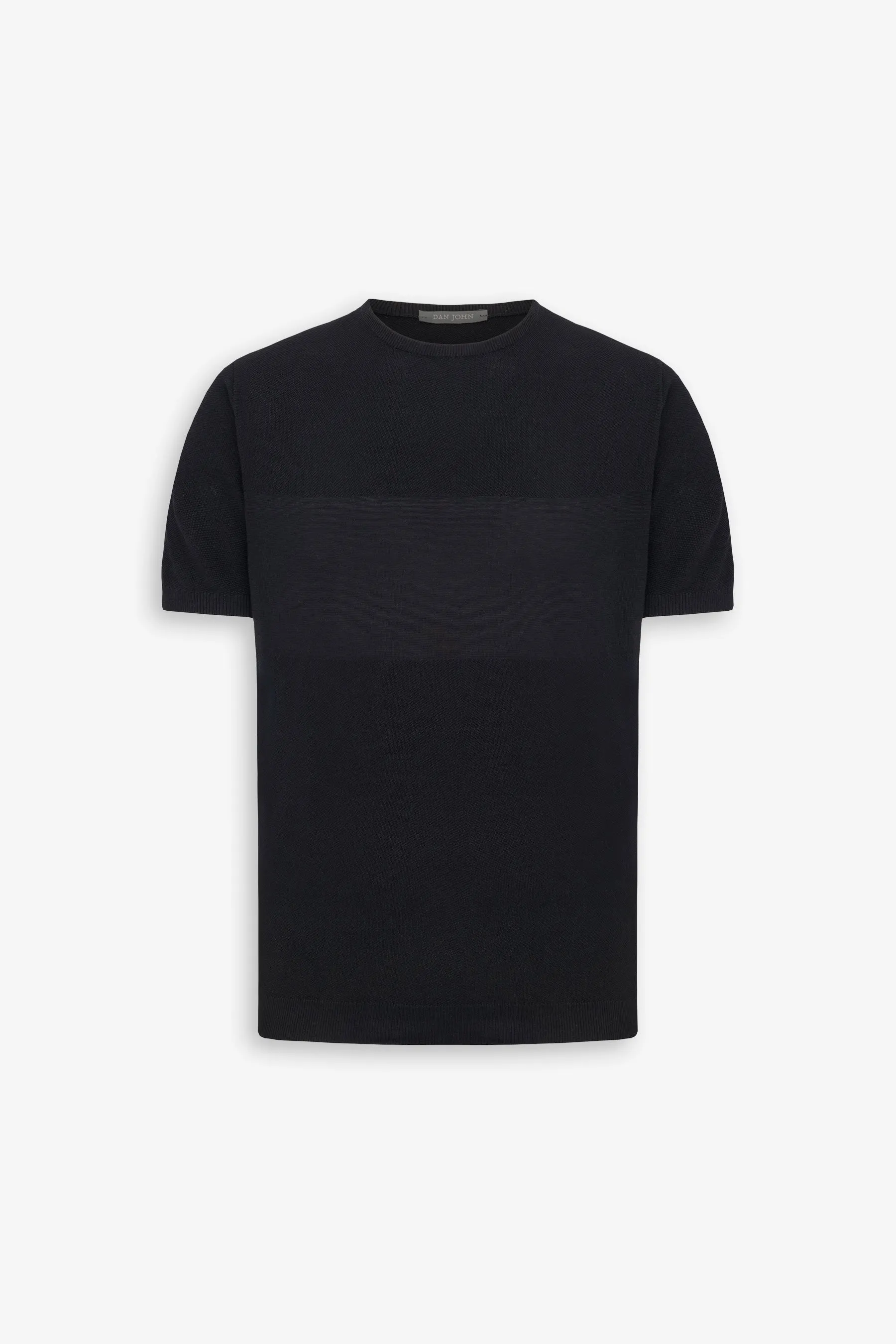 T-shirt in maglia riga piazzata nera