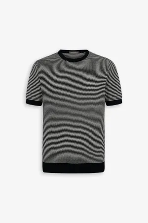 T-shirt in maglia rigata blu