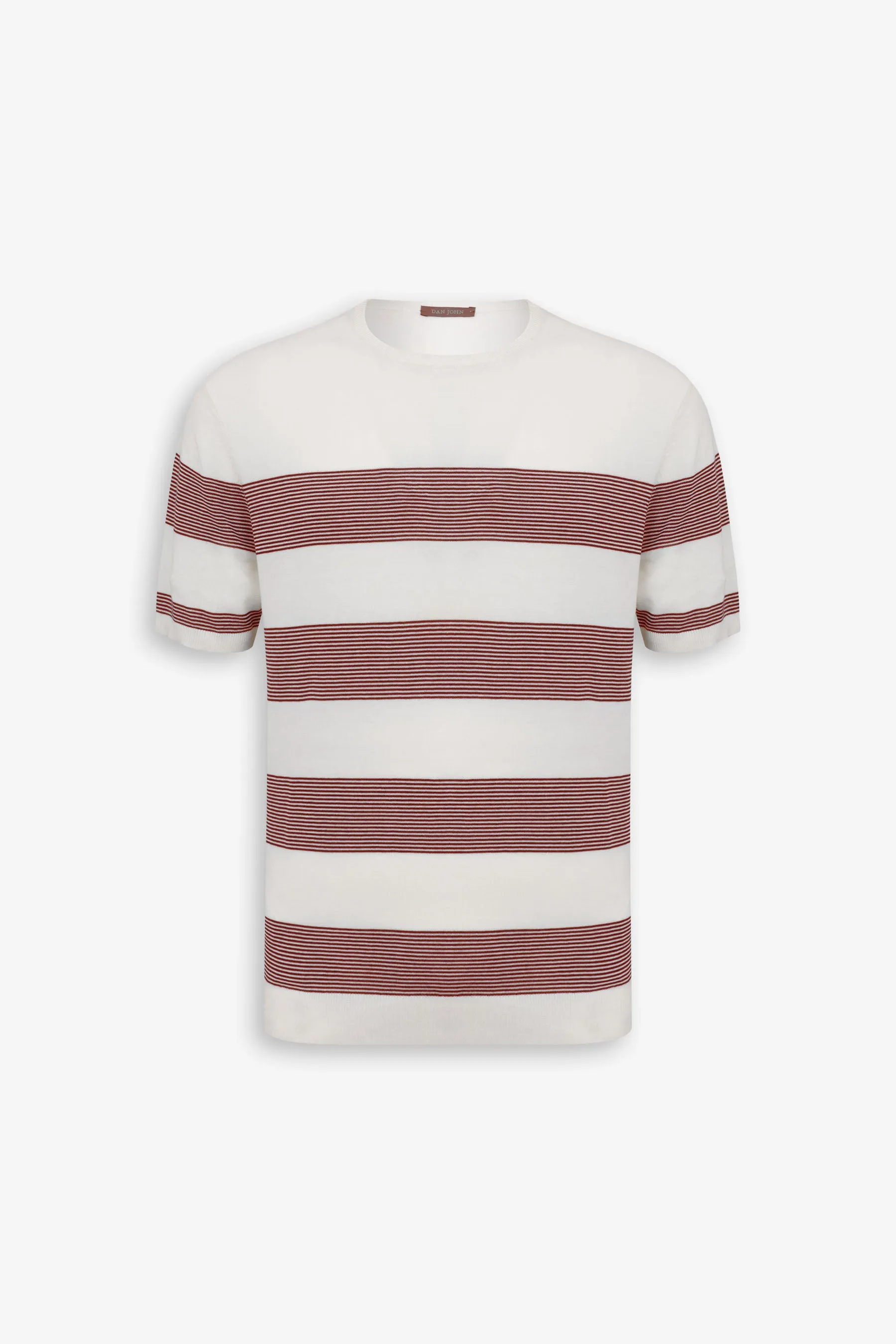 T-shirt in maglia righe piazzate melanzana