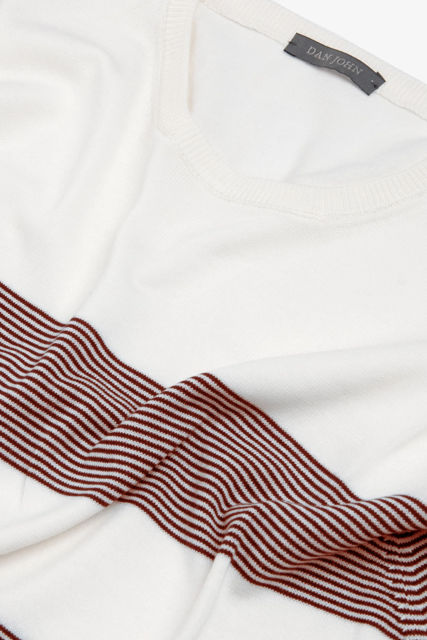T-shirt in maglia righe piazzate melanzana