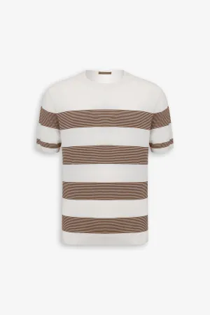 T-shirt in maglia righe piazzate terra