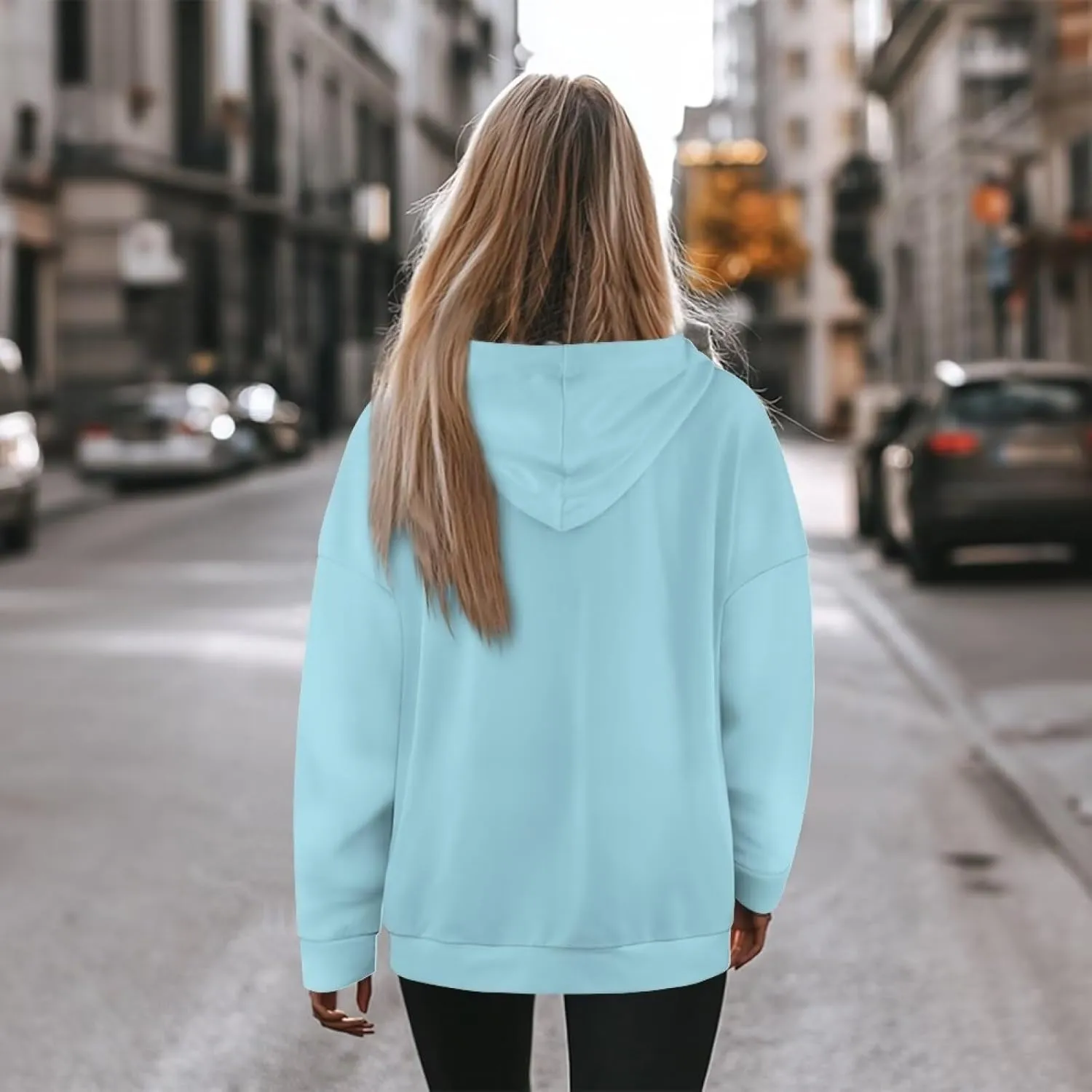 TOADDITDO Women's Casual Hoodies Long Sleeve Solid Lightweight Pullover Tops Loose Sweatshirt Hooded Size S-2XL