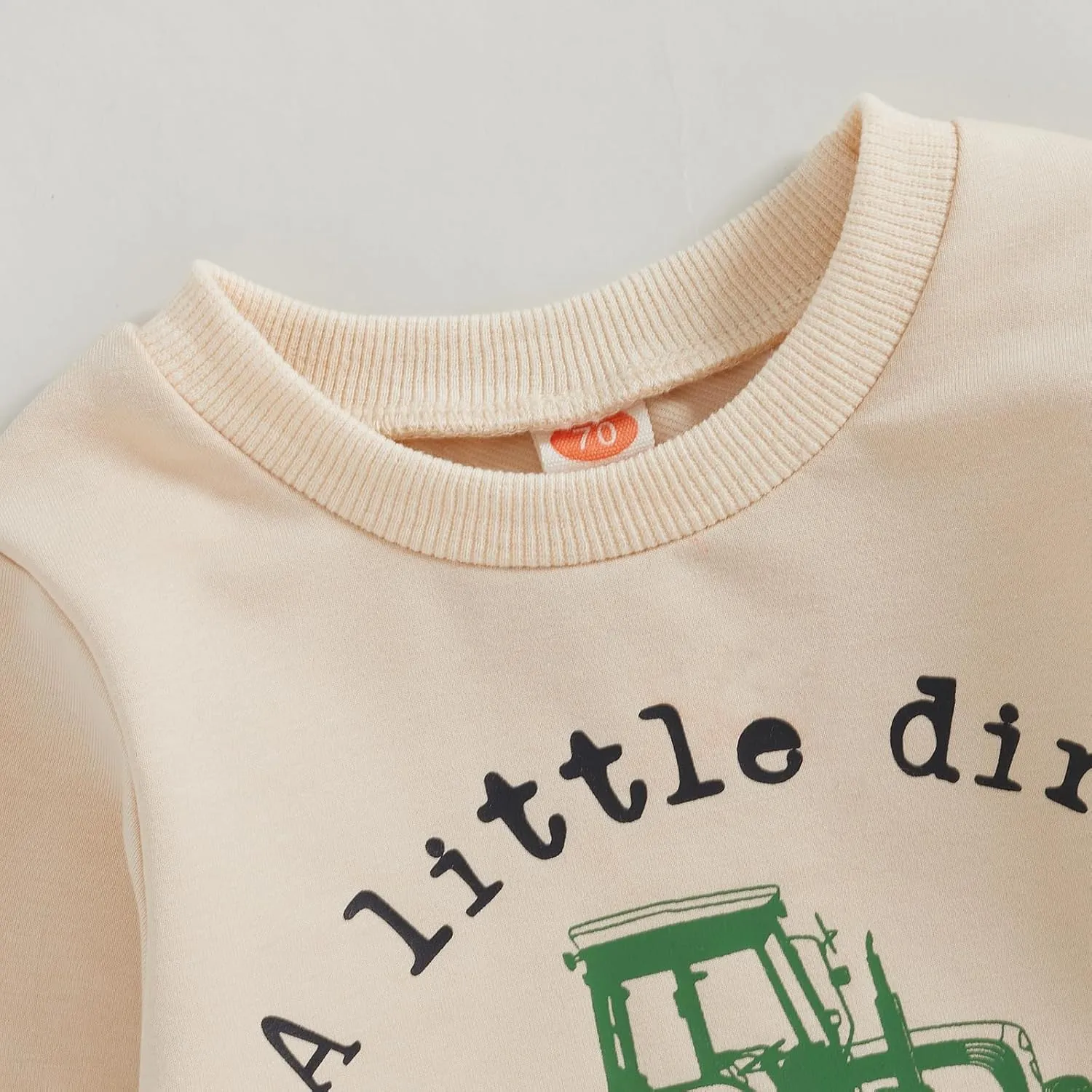 Toddler Baby Boy Crewneck Sweatshirt Tractor Letter Long Sleeve Pullover Tops Fall Winter Outfits Casual Clothes