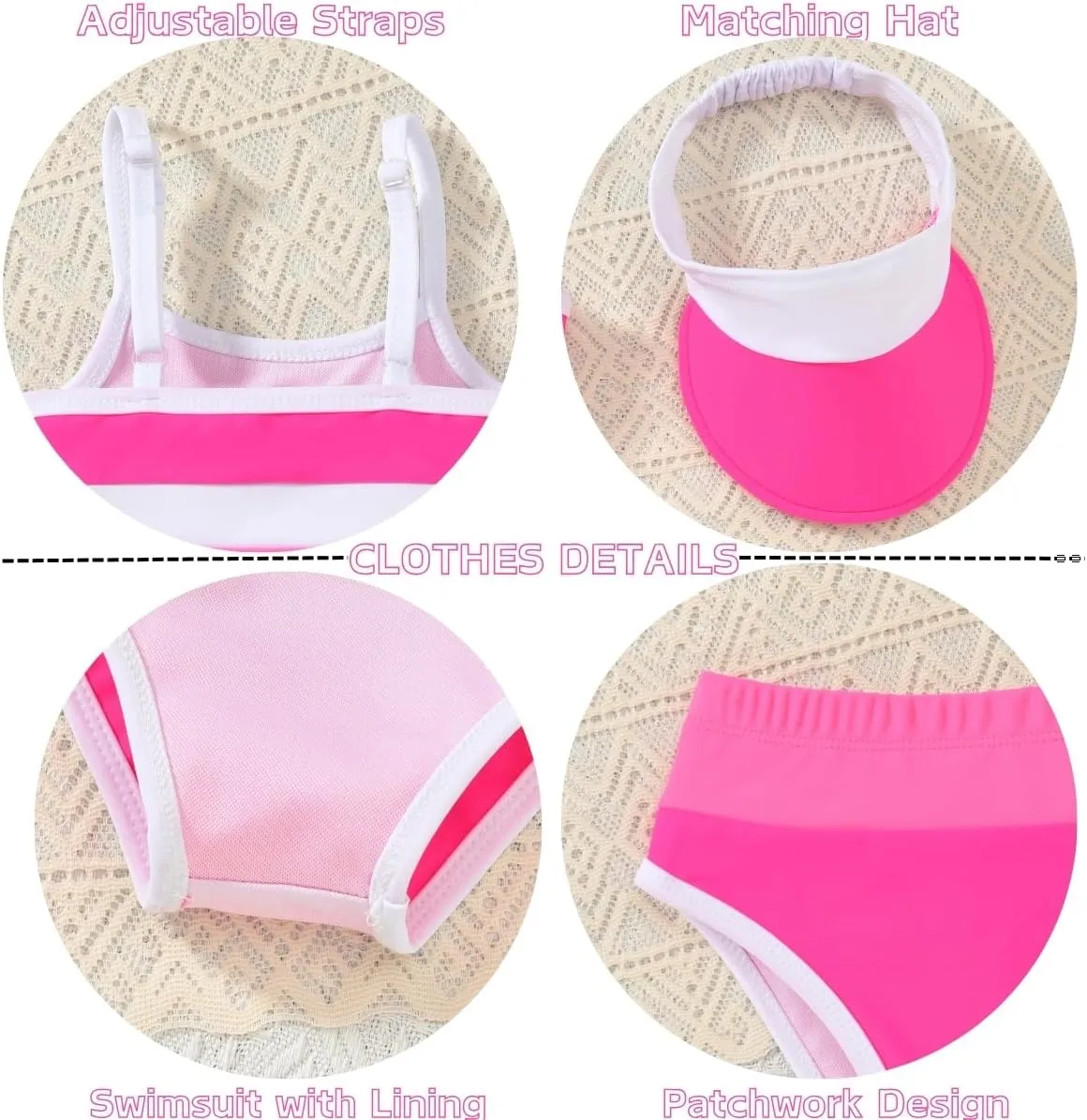 Toddler Girls Bikini Adjustable Swimsuit for 1-4 Years Old