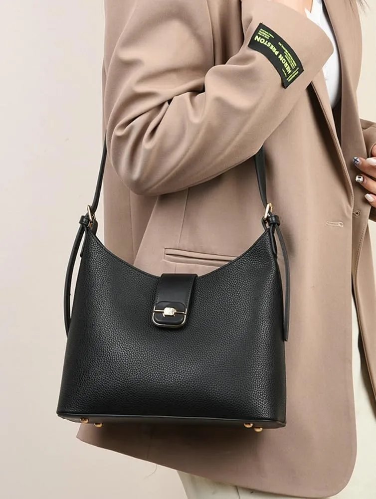 Trendy Vegan Leather Shoulder Crossbody Bag for Women Small Bucket Tote Purse Handbags Shopping Satchels Gifts
