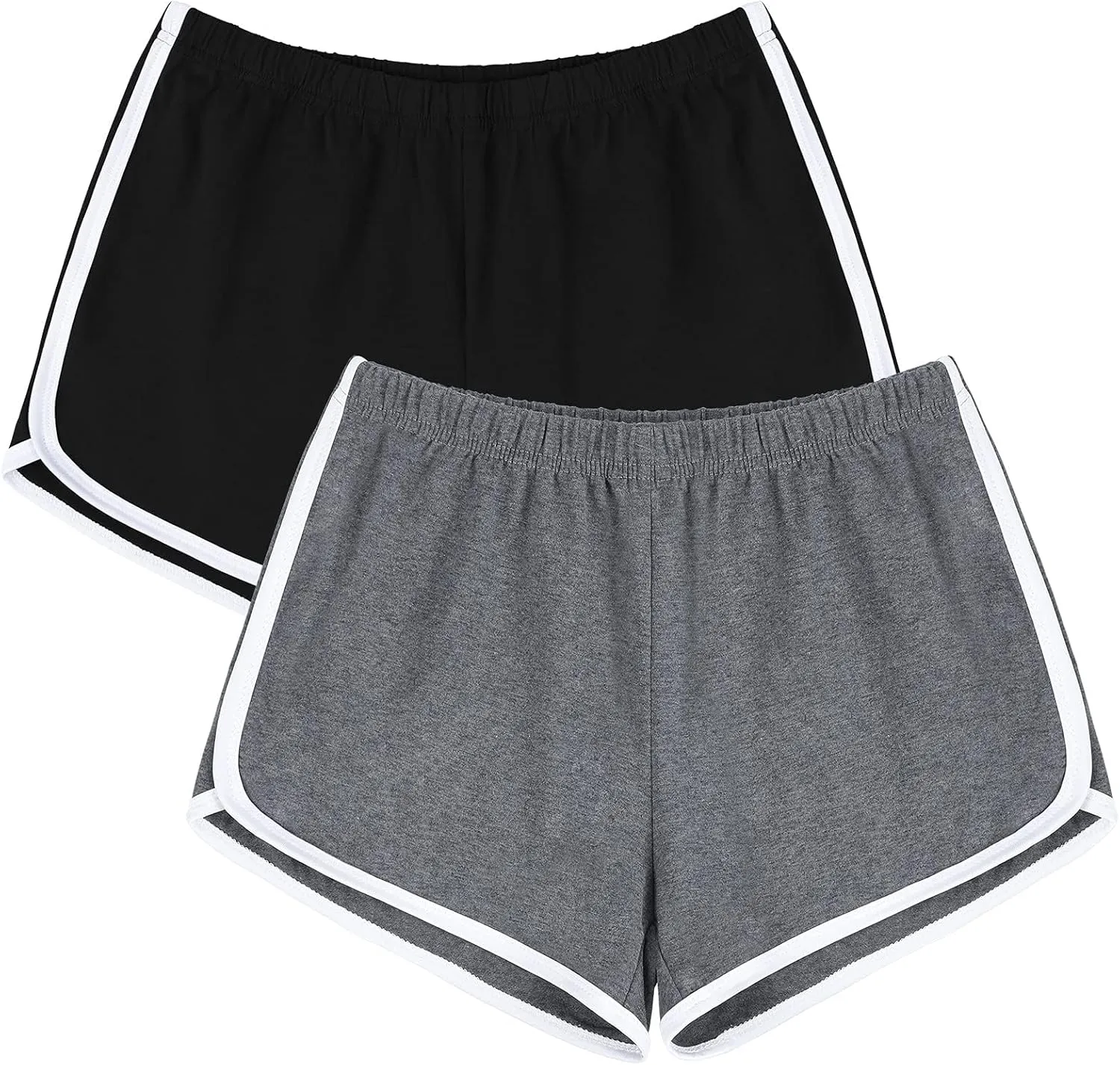 URATOT Women's Cotton Gym Yoga Summer Running Active Dance Elastic Shorts, Pack of 2