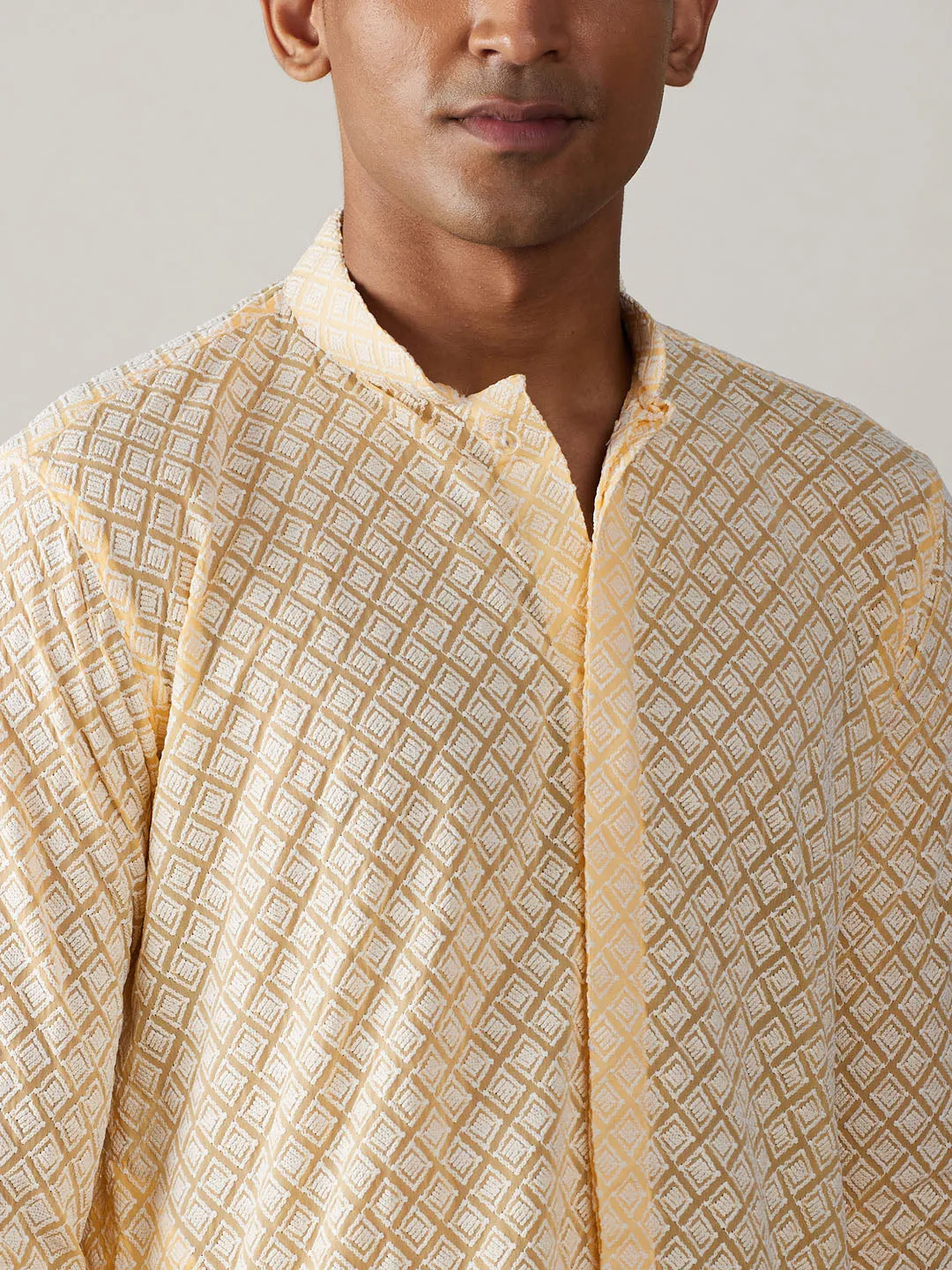 VASTRAMAY Yellow Chikankari Kurta Set