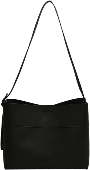 Vegan Leather Bucket Tote Bag for Women Large Soft Shoulder Crossbody Purse Casual Working Handbag Adjustable Satchel