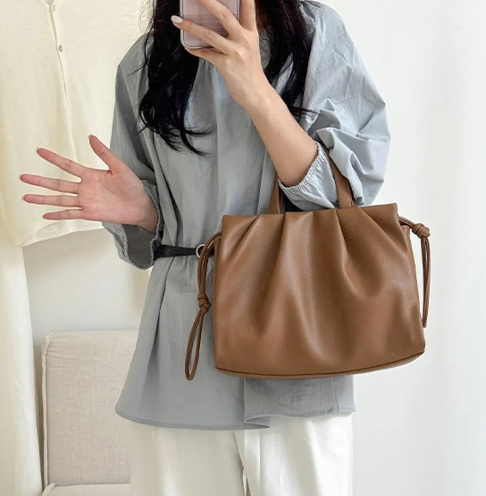 Vegan Leather Crossbody Bag for Women Cute Cloud Shoulder Tote Purse Large Pleated Top Handle Handbag Satchels