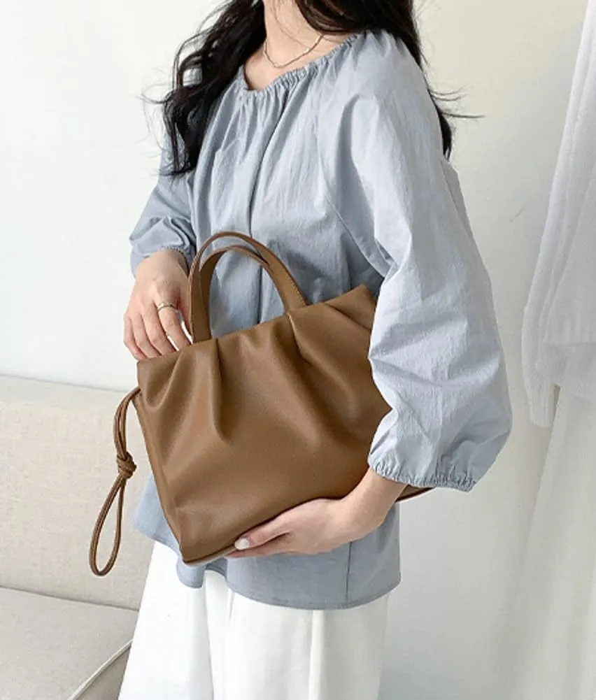 Vegan Leather Crossbody Bag for Women Cute Cloud Shoulder Tote Purse Large Pleated Top Handle Handbag Satchels