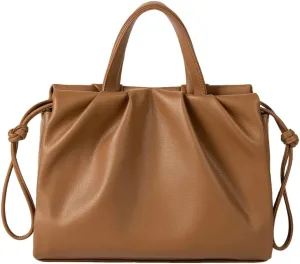 Vegan Leather Crossbody Bag for Women Cute Cloud Shoulder Tote Purse Large Pleated Top Handle Handbag Satchels