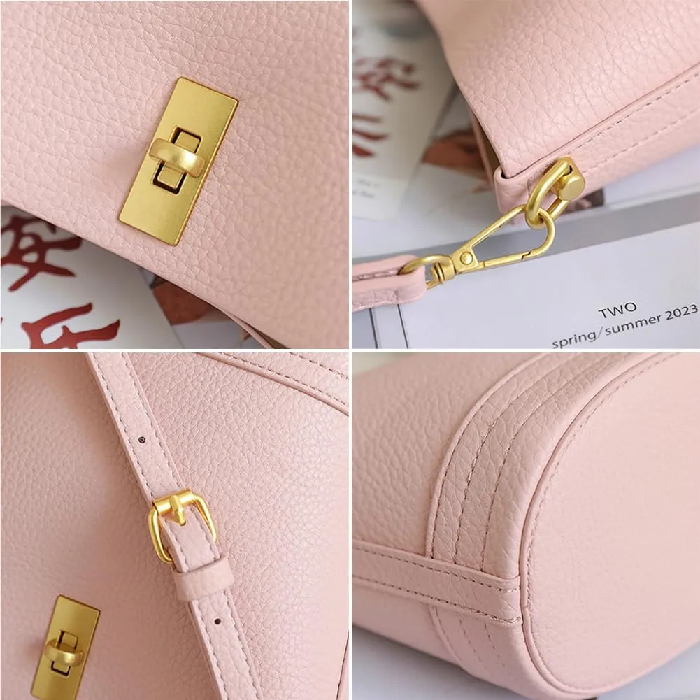 Vegan Leather Shoulder Bags for Women Bucket Crossbody Bag Casual Tote Purse Handbag Elegant Top Handle Satchel