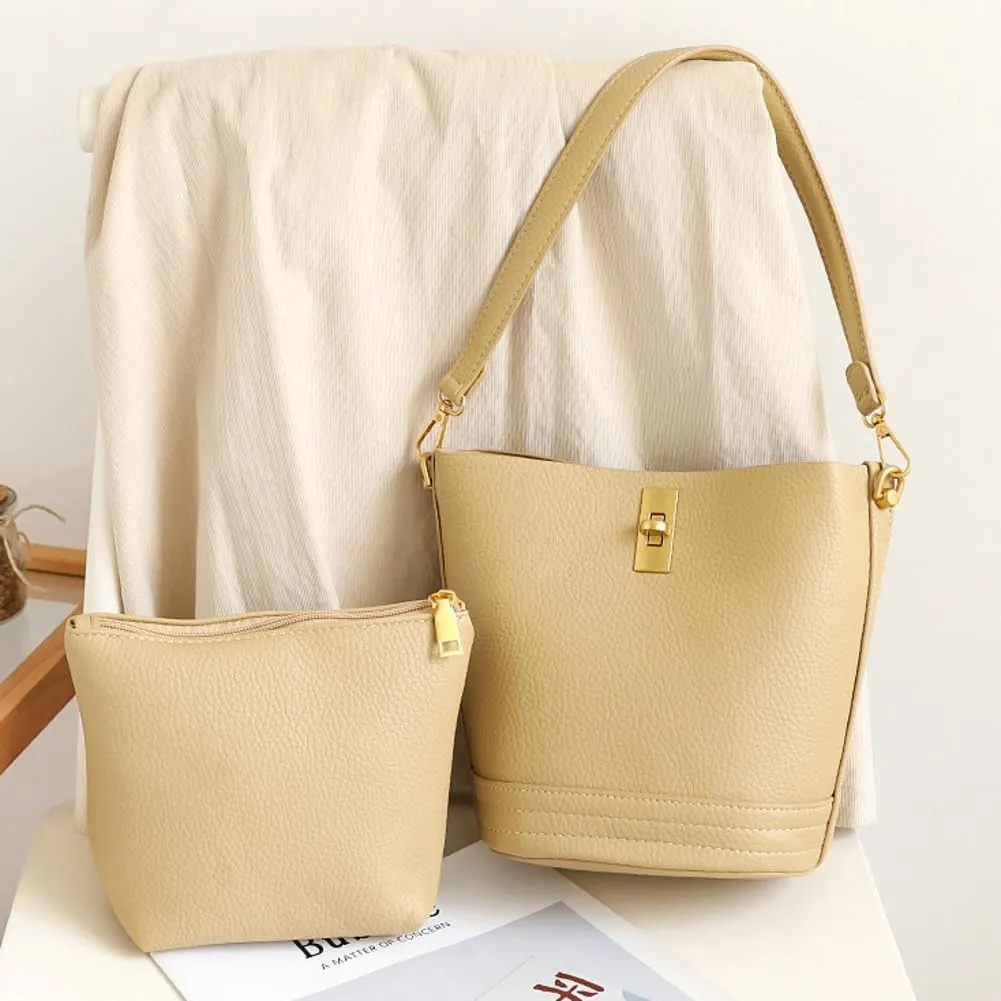 Vegan Leather Shoulder Bags for Women Bucket Crossbody Bag Casual Tote Purse Handbag Elegant Top Handle Satchel