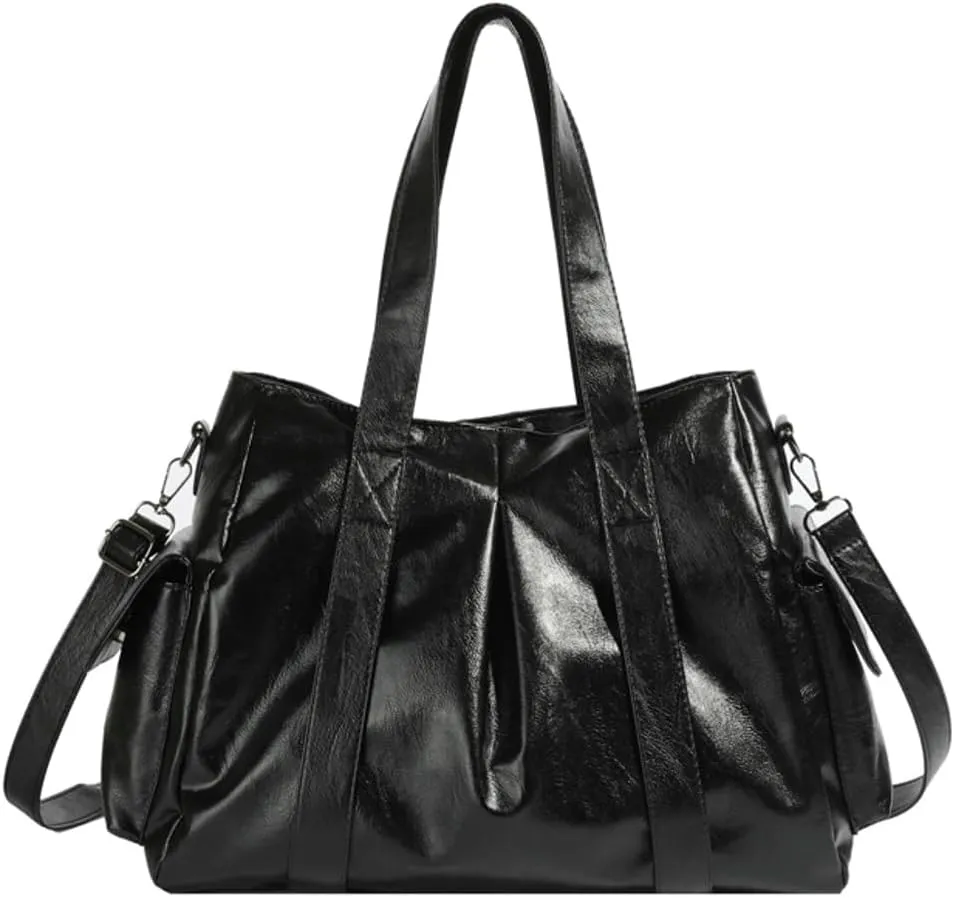 Vegan Leather Tote Bag for Women Retro Shoulder Crossbody Bag Large Handbag Top Handle Satchel Work Travel Purse