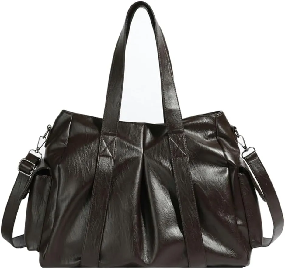 Vegan Leather Tote Bag for Women Retro Shoulder Crossbody Bag Large Handbag Top Handle Satchel Work Travel Purse