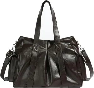Vegan Leather Tote Bag for Women Retro Shoulder Crossbody Bag Large Handbag Top Handle Satchel Work Travel Purse