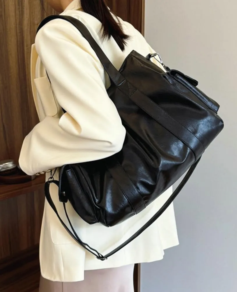 Vegan Leather Tote Bag for Women Retro Shoulder Crossbody Bag Large Handbag Top Handle Satchel Work Travel Purse