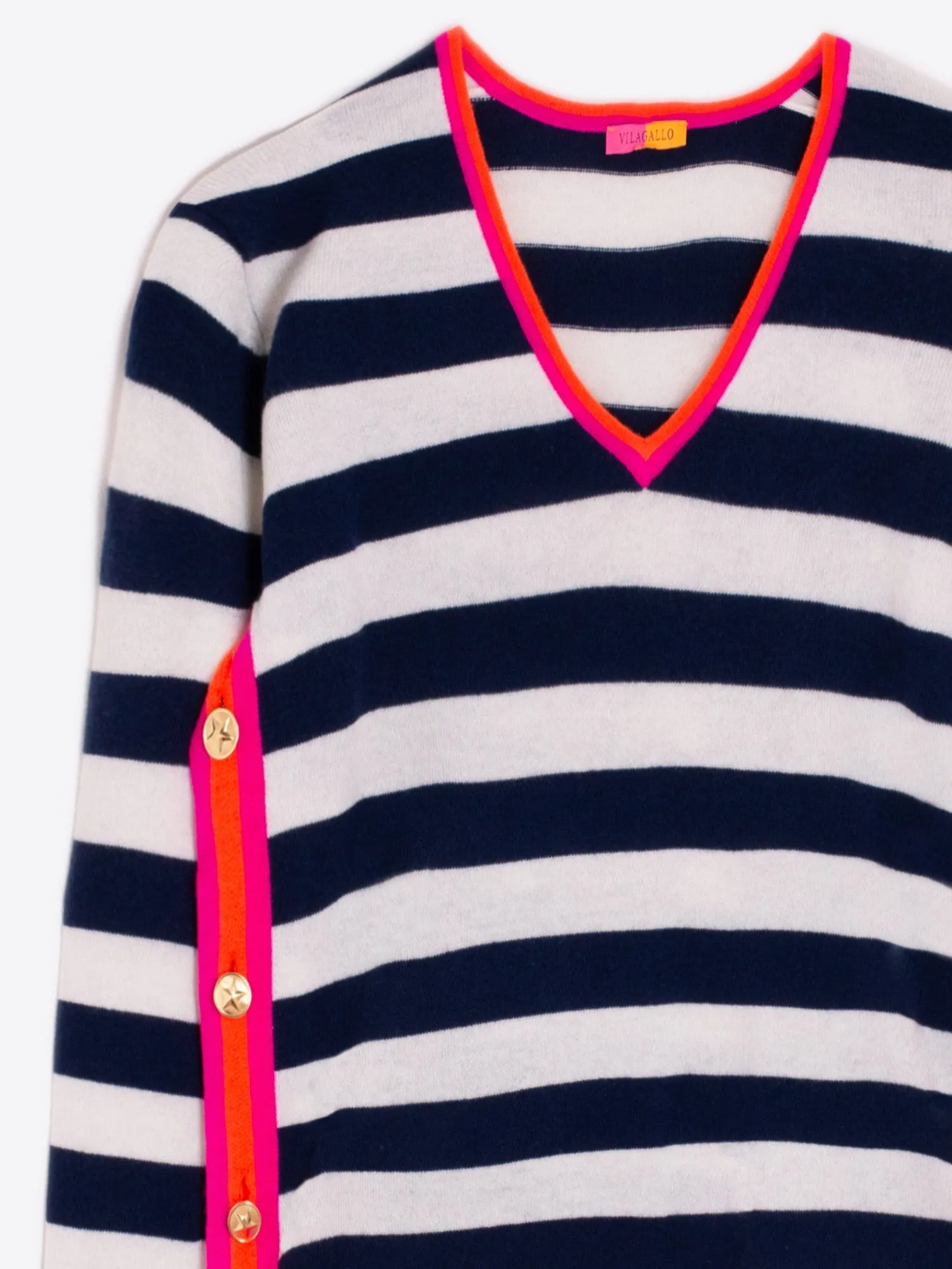 Vilagallo Multi Colour Block V Neck Sweater
