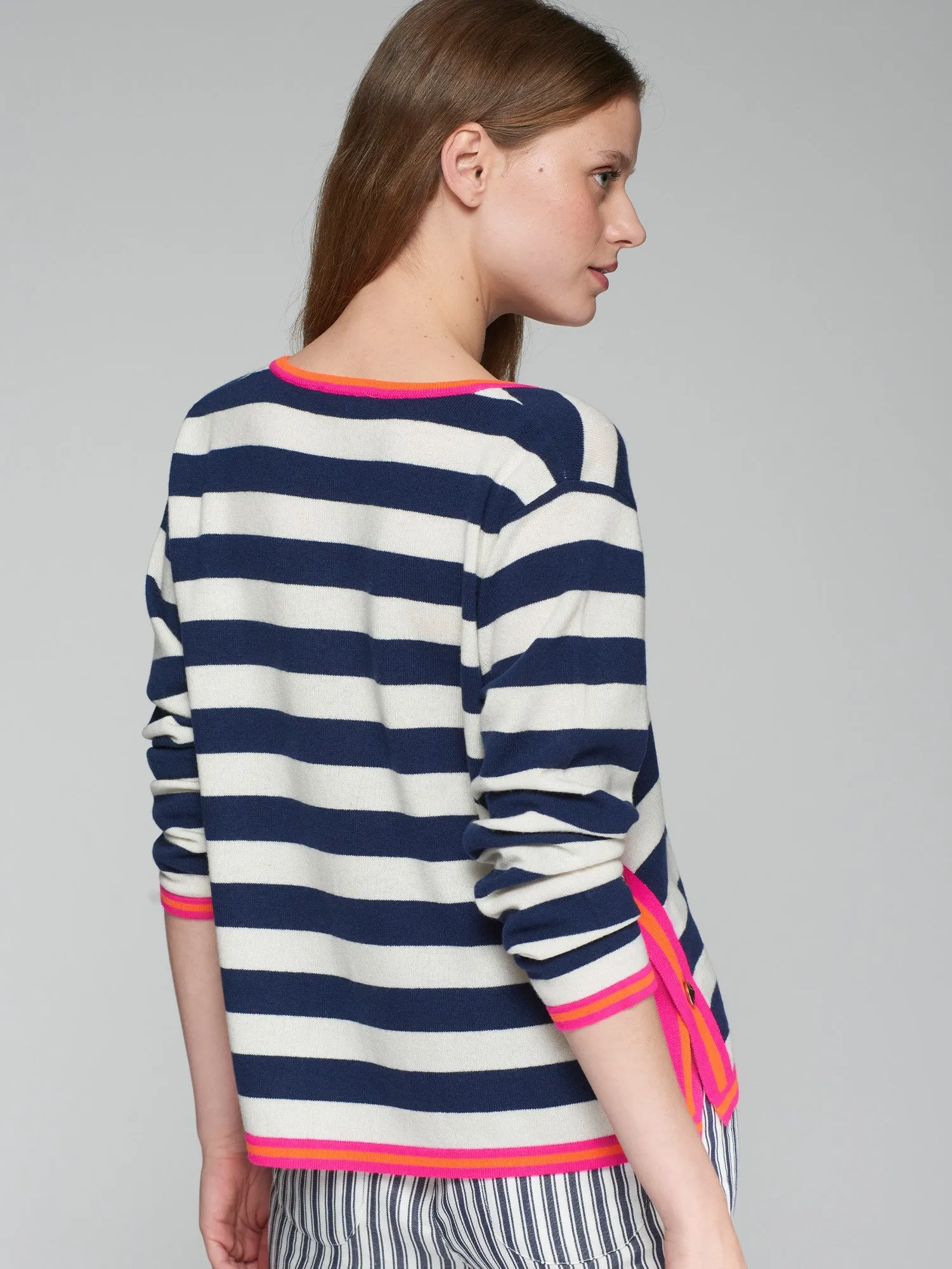 Vilagallo Multi Colour Block V Neck Sweater