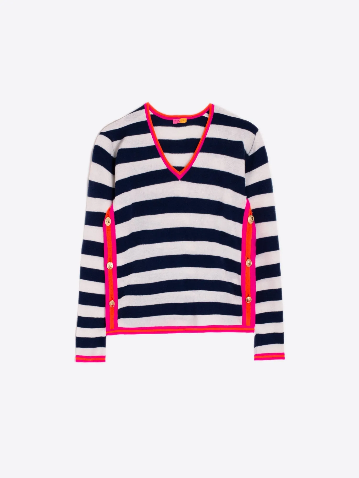 Vilagallo Multi Colour Block V Neck Sweater