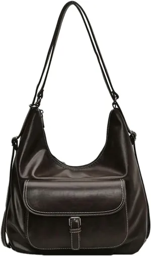 Vintage Shoulder Tote Bag for Women Large Vegan Leather Crossbody Purse Working Travel Handbag Multi-function Satchel