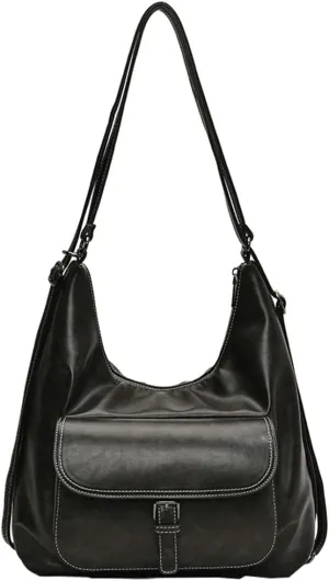 Vintage Shoulder Tote Bag for Women Large Vegan Leather Crossbody Purse Working Travel Handbag Multi-function Satchel