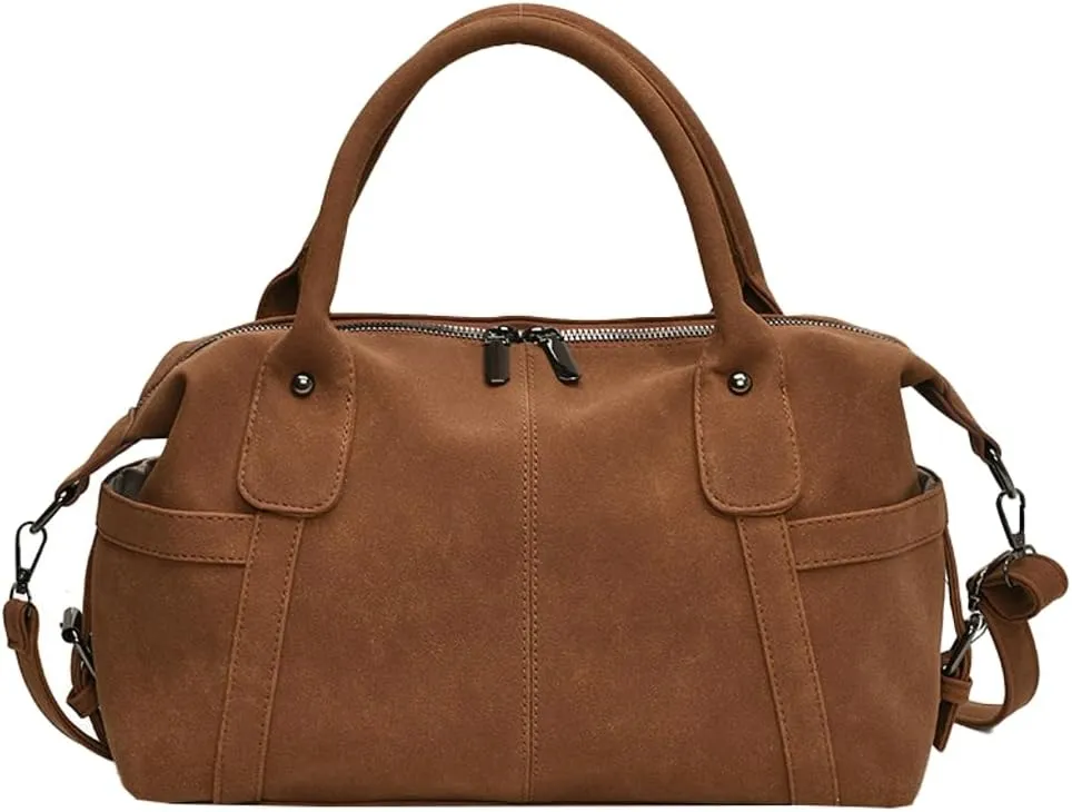 Vintage Tote Bags for Women Large Vegan Leather Shoulder Crossbody Purses Handbags Top Handle Ladies Travel Satchel