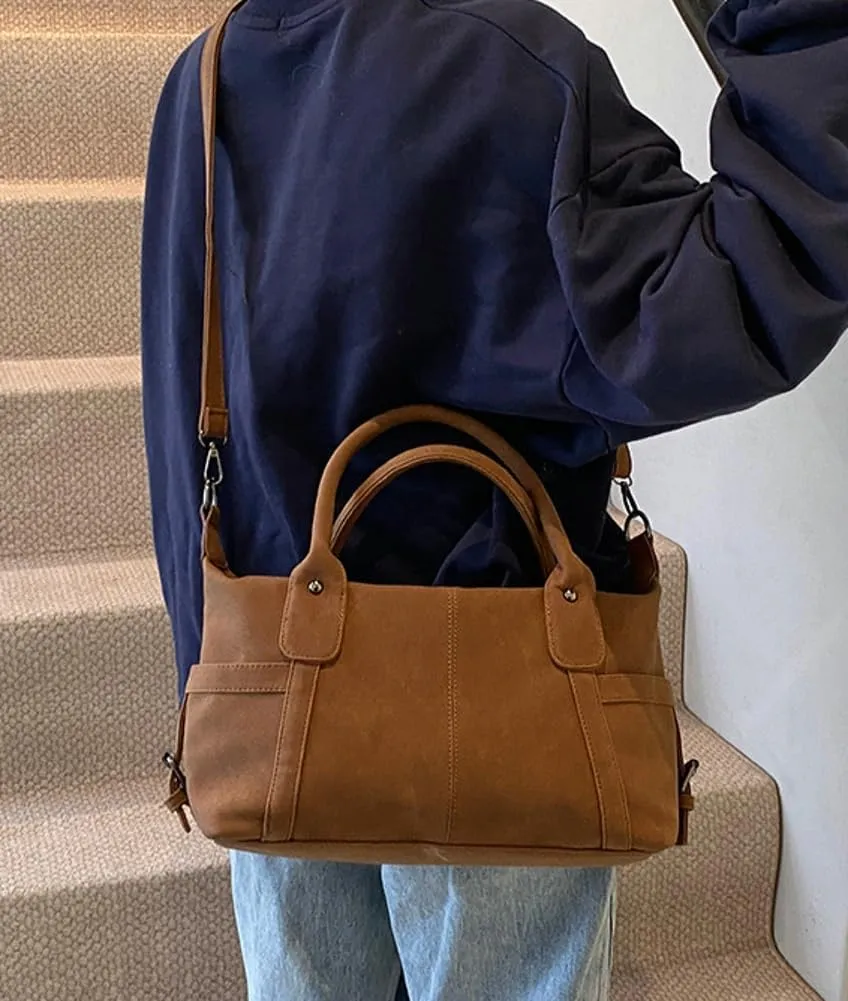 Vintage Tote Bags for Women Large Vegan Leather Shoulder Crossbody Purses Handbags Top Handle Ladies Travel Satchel