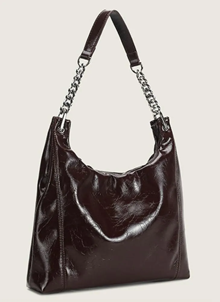Vintage Vegan Leather Shoulder Bag for Women Large Tote Purses Ladies Work Handbags Chain Top Handle Satchels