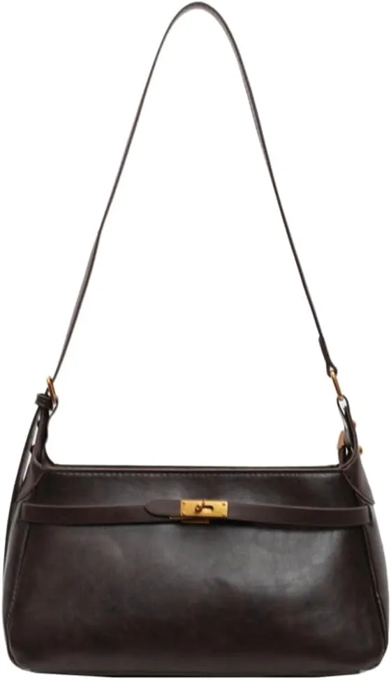 Vintage Vegan Leather Shoulder Bag for Women Small Crossbody Tote Purse Handbag Ladies Trendy Chic Satchel