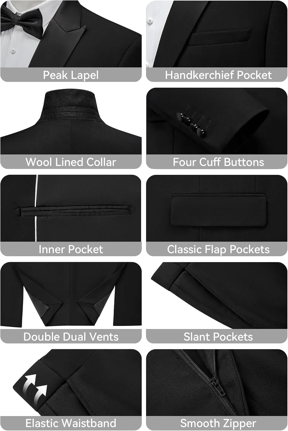 WEEN CHARM Men's Suits Slim Fit 2 Piece One Button Blazer Jacket Wedding Prom Tuxedo Pants Set